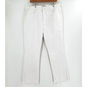 Good American Straight Leg Jeans 18 High Rise Stretch Raw Hemline Preppy Coastal